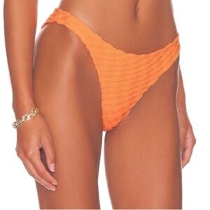 Good American Orange Cream Jaquard Bikini Bottom 2 US Medium Textured Grid Wavy